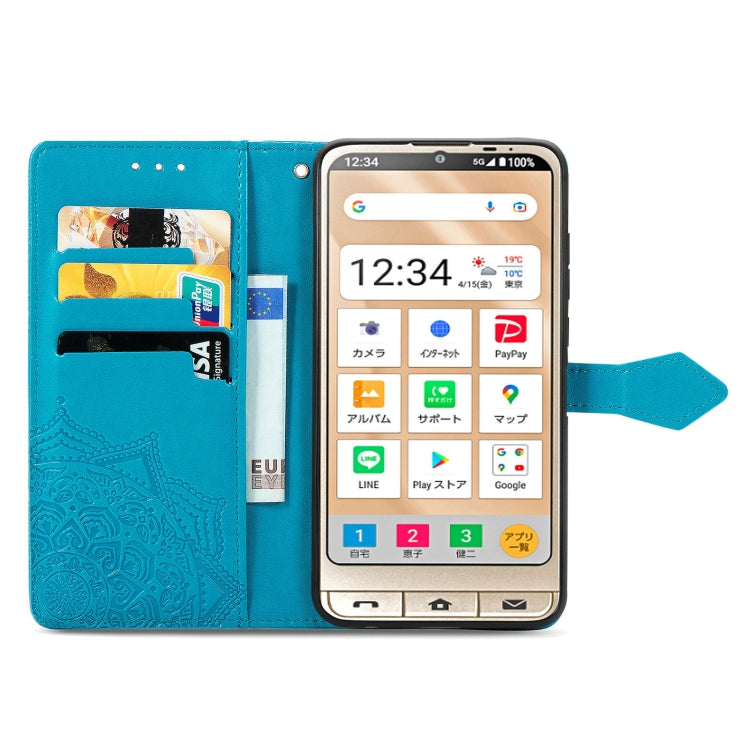 For Sharp Simple Sumaho 6 Mandala Flower Embossed Leather Phone Case