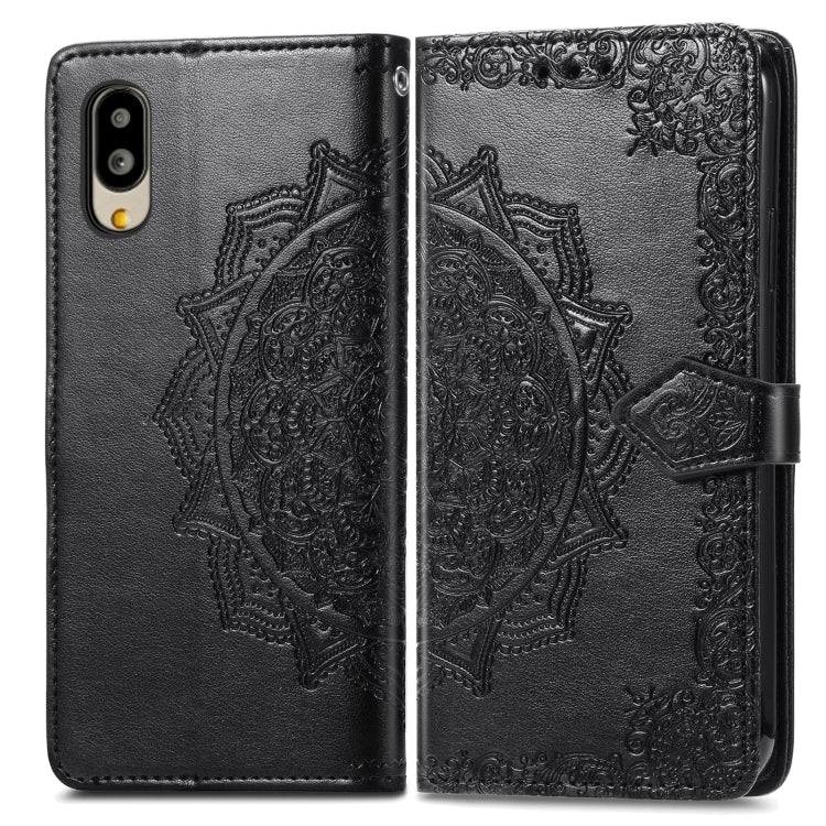 For Sharp Simple Sumaho 6 Mandala Flower Embossed Leather Phone Case