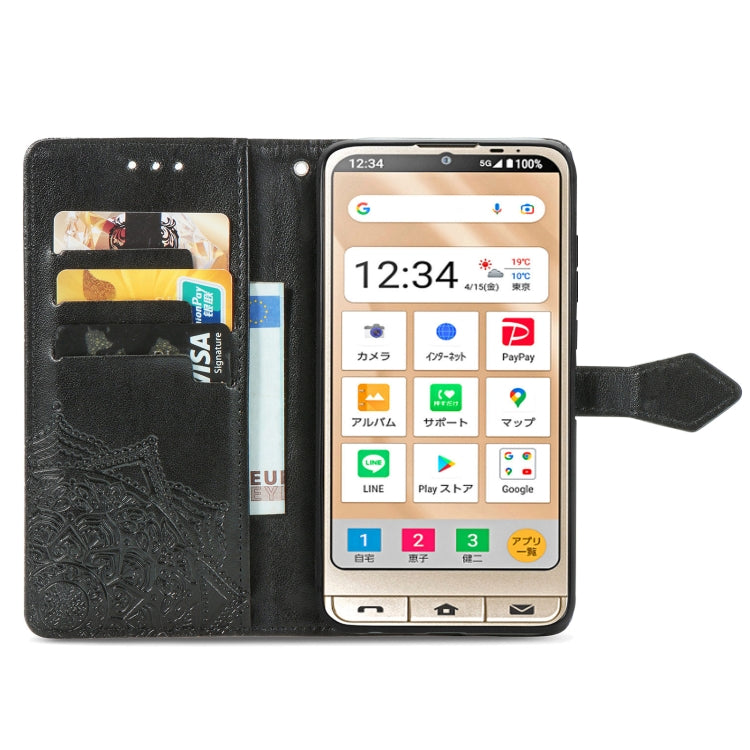 For Sharp Simple Sumaho 6 Mandala Flower Embossed Leather Phone Case