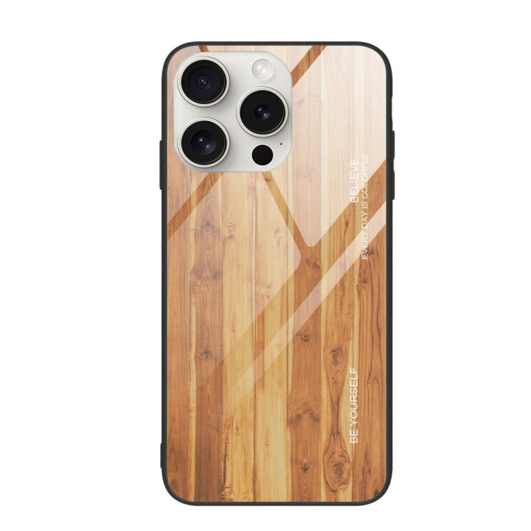 For iPhone 16 Pro Wood Grain Glass Phone Case