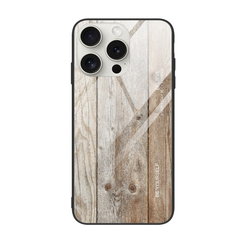 For iPhone 16 Pro Wood Grain Glass Phone Case