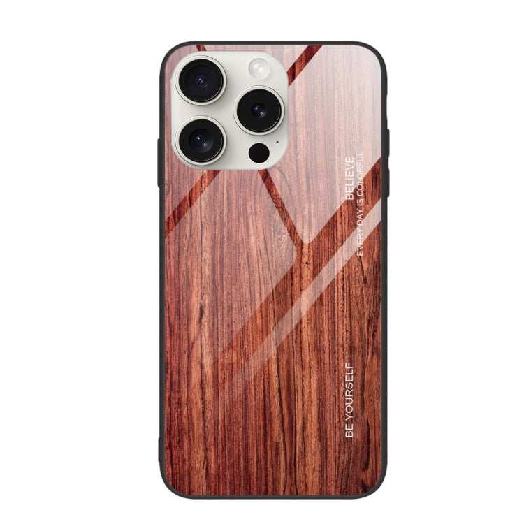 For iPhone 16 Pro Wood Grain Glass Phone Case