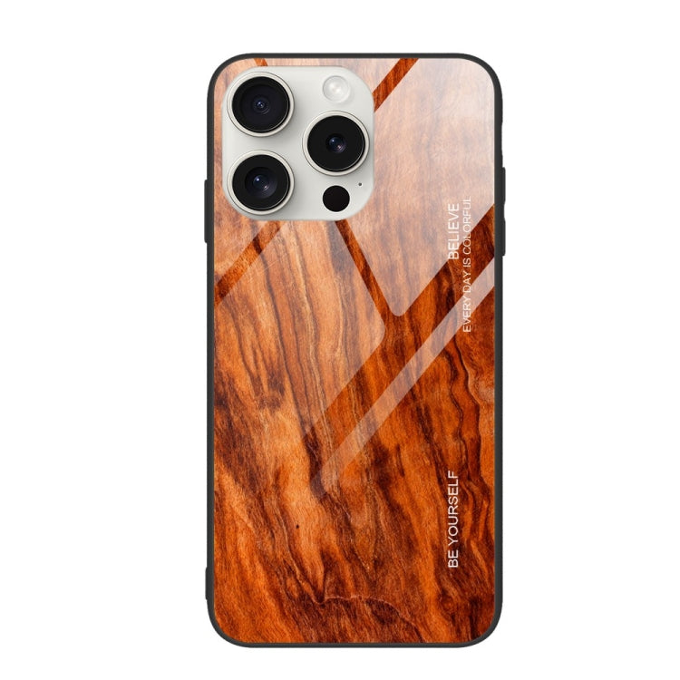 For iPhone 16 Pro Wood Grain Glass Phone Case
