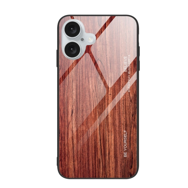 For iPhone 16 Wood Grain Glass Phone Case