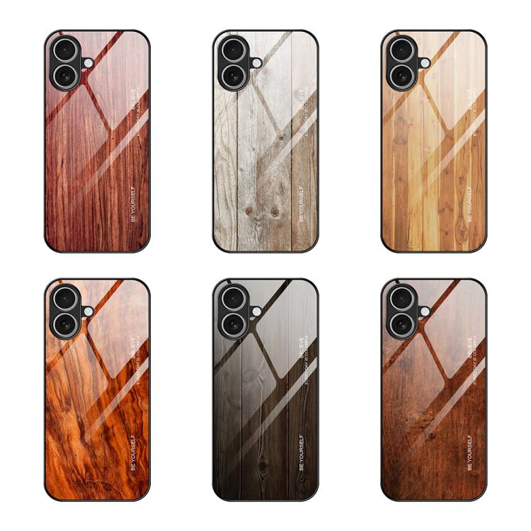 For iPhone 17 Wood Grain Glass Phone Case