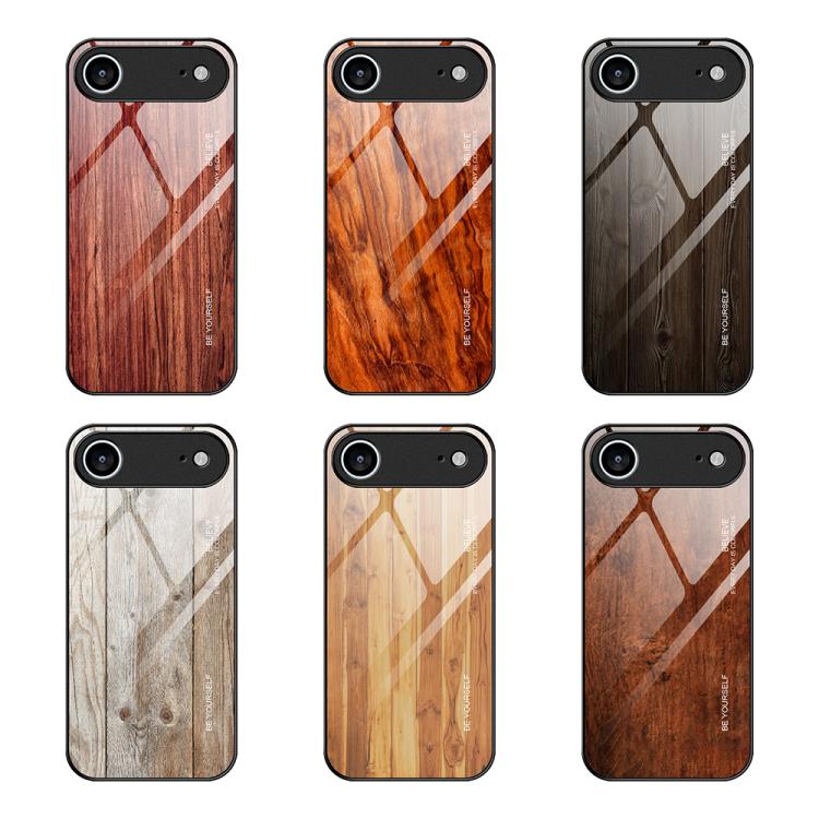 For iPhone Air Wood Grain Glass Phone Case