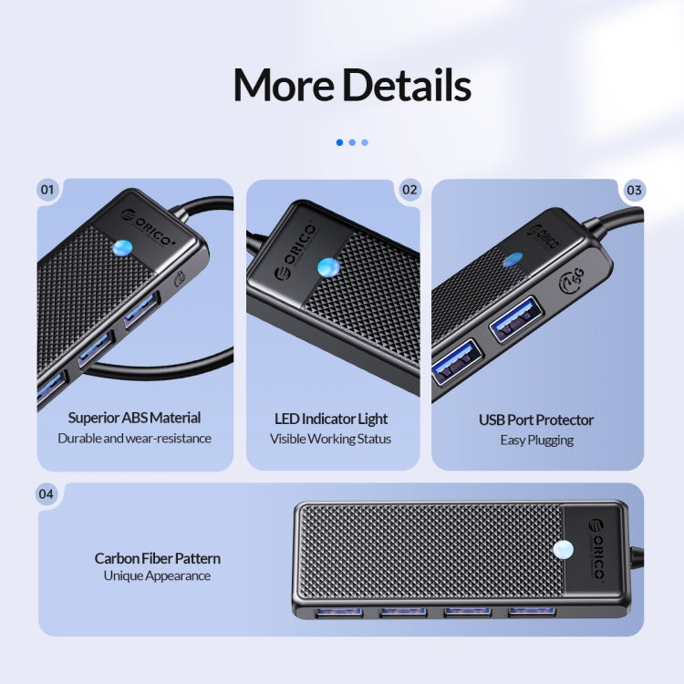 ORICO PAPW4A-U3 4 in 1 USB to USB Multi-function Docking Station HUB Adapter(Black)