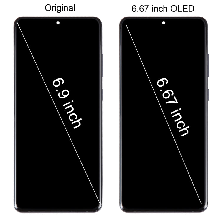 For Samsung Galaxy S20 Ultra 4G/5G SM-G988 6.67 inch OLED LCD Screen Digitizer Full Assembly with Frame  - Silver