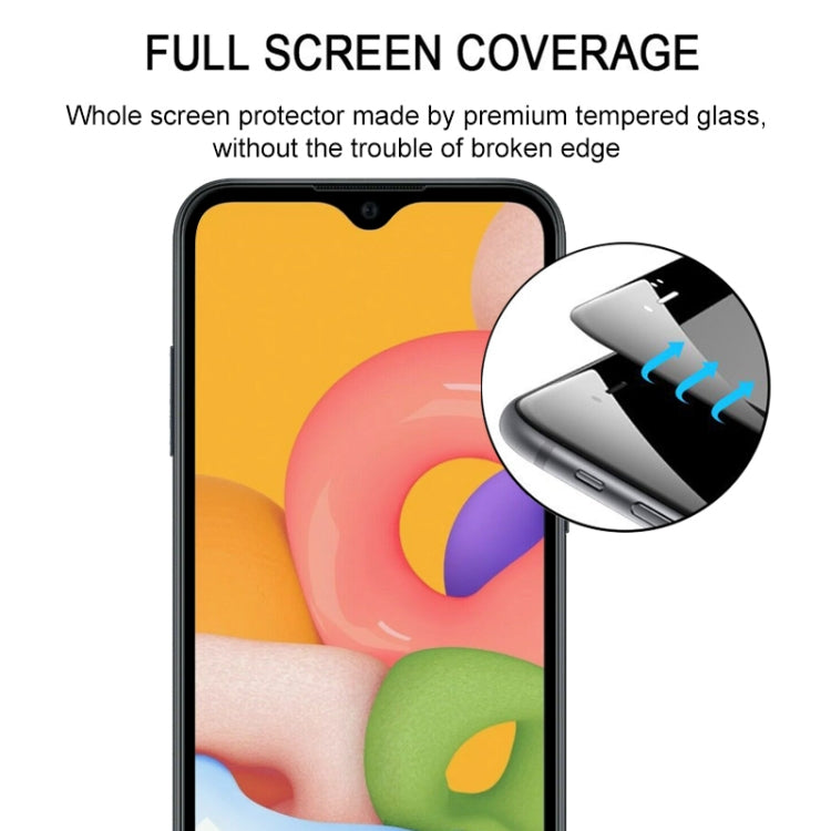 For Samsung Galaxy A01 Full Glue Full Screen Tempered Glass Film(Black)