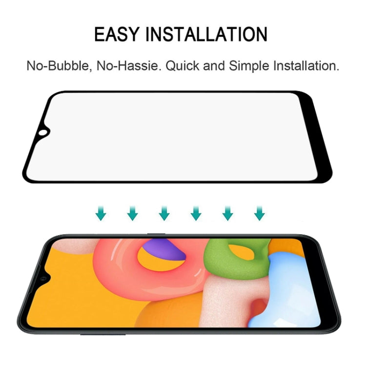 For Samsung Galaxy A01 Full Glue Full Screen Tempered Glass Film(Black)
