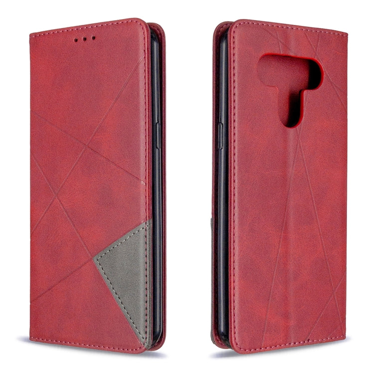 For LG K51 Rhombus Texture Horizontal Flip Magnetic Leather Case with Holder & Card Slots & Wallet