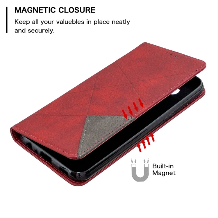 For LG K51 Rhombus Texture Horizontal Flip Magnetic Leather Case with Holder & Card Slots & Wallet