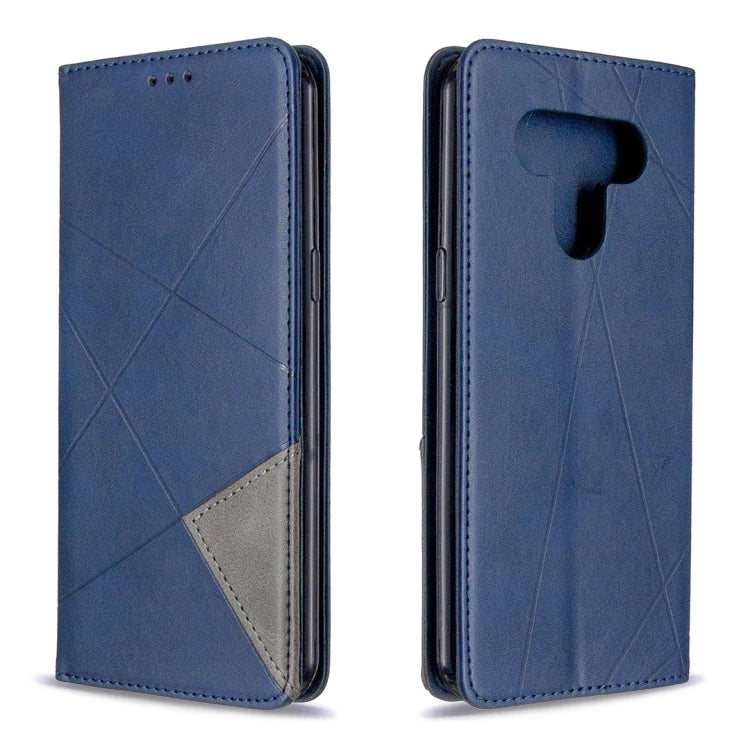 For LG K51 Rhombus Texture Horizontal Flip Magnetic Leather Case with Holder & Card Slots & Wallet