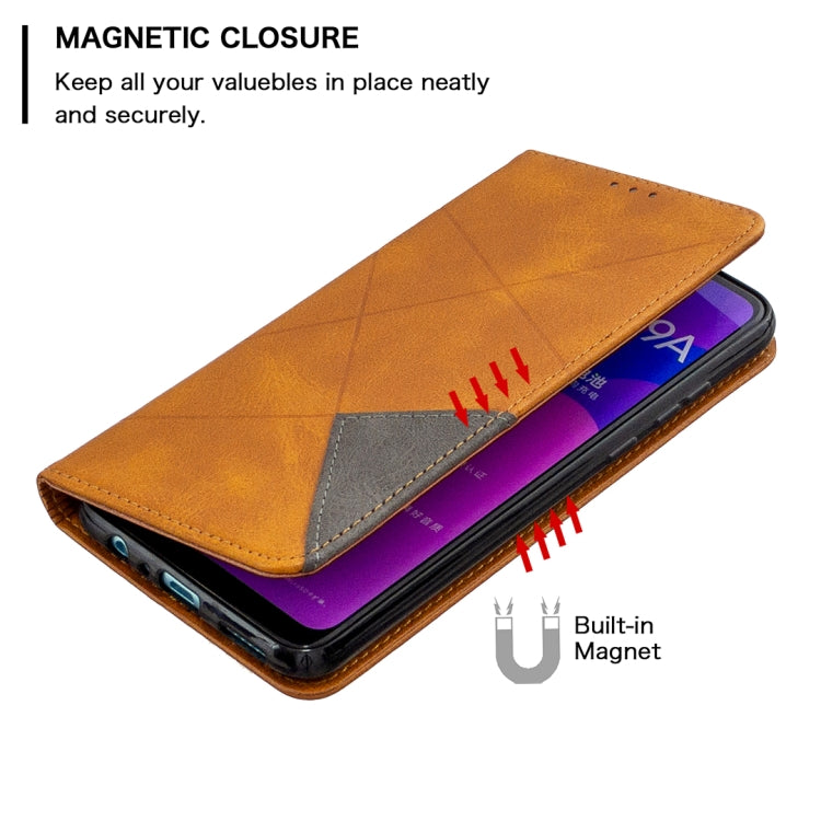 For Huawei Honor 9A Rhombus Texture Horizontal Flip Magnetic Leather Case with Holder & Card Slots & Wallet