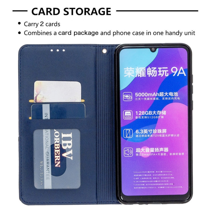 For Huawei Honor 9A Rhombus Texture Horizontal Flip Magnetic Leather Case with Holder & Card Slots & Wallet