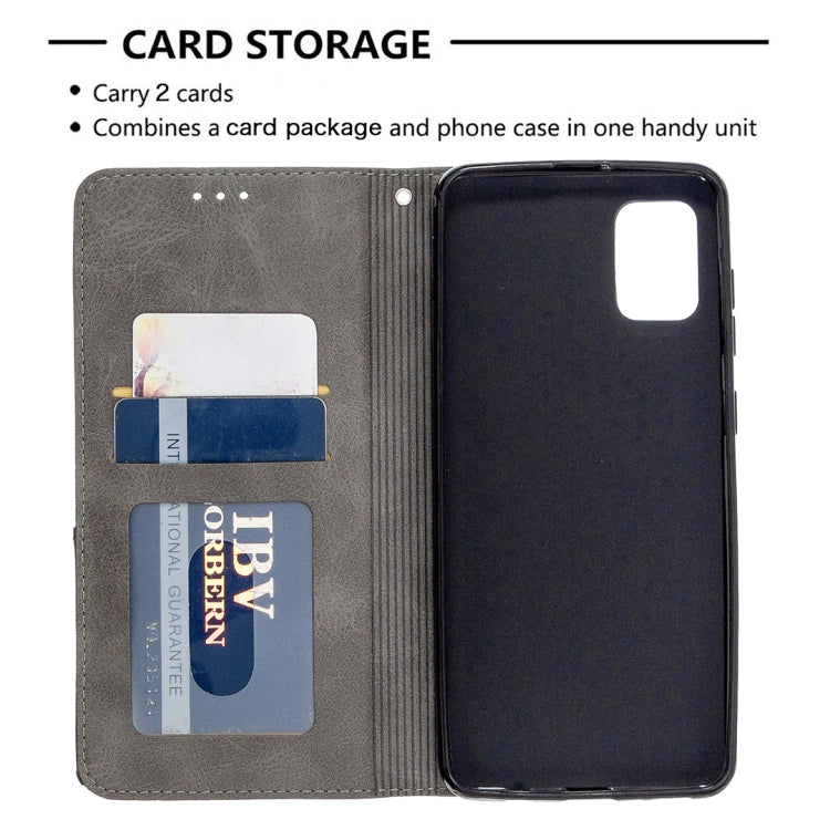 For Samsung Galaxy A31 Rhombus Texture Horizontal Flip Magnetic Leather Case with Holder & Card Slots & Wallet