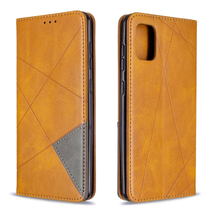 For Samsung Galaxy A31 Rhombus Texture Horizontal Flip Magnetic Leather Case with Holder & Card Slots & Wallet