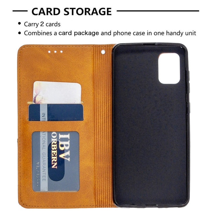 For Samsung Galaxy A31 Rhombus Texture Horizontal Flip Magnetic Leather Case with Holder & Card Slots & Wallet