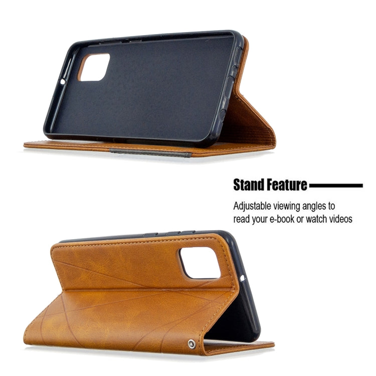 For Samsung Galaxy A31 Rhombus Texture Horizontal Flip Magnetic Leather Case with Holder & Card Slots & Wallet