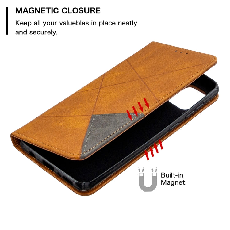 For Samsung Galaxy A31 Rhombus Texture Horizontal Flip Magnetic Leather Case with Holder & Card Slots & Wallet