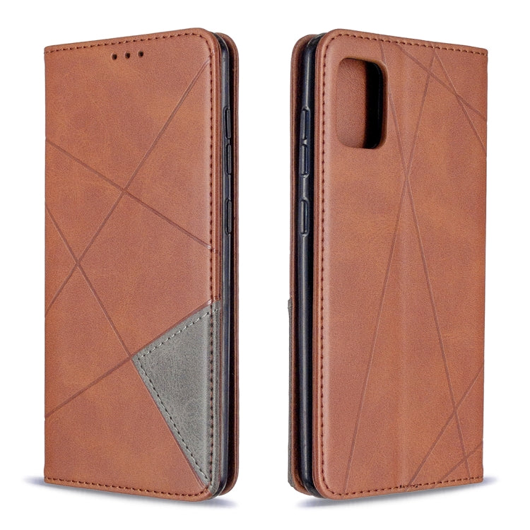 For Samsung Galaxy A31 Rhombus Texture Horizontal Flip Magnetic Leather Case with Holder & Card Slots & Wallet