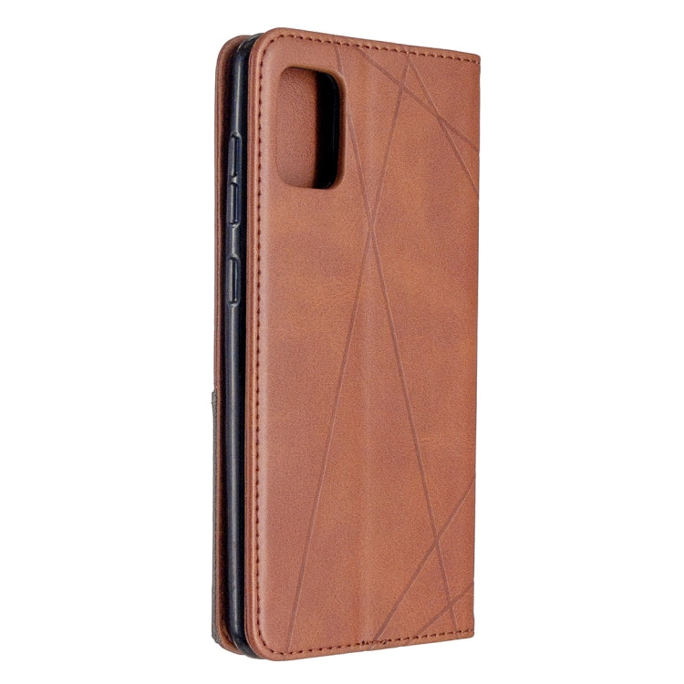 For Samsung Galaxy A31 Rhombus Texture Horizontal Flip Magnetic Leather Case with Holder & Card Slots & Wallet