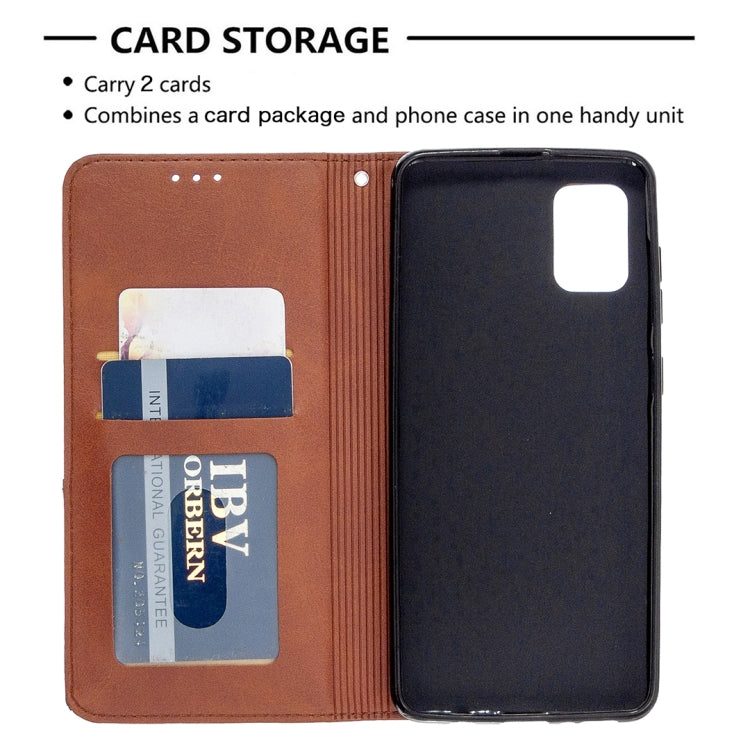For Samsung Galaxy A31 Rhombus Texture Horizontal Flip Magnetic Leather Case with Holder & Card Slots & Wallet