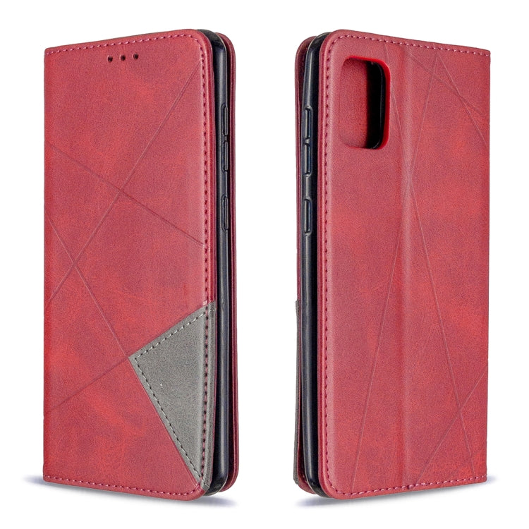 For Samsung Galaxy A31 Rhombus Texture Horizontal Flip Magnetic Leather Case with Holder & Card Slots & Wallet