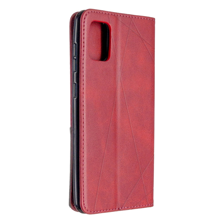 For Samsung Galaxy A31 Rhombus Texture Horizontal Flip Magnetic Leather Case with Holder & Card Slots & Wallet