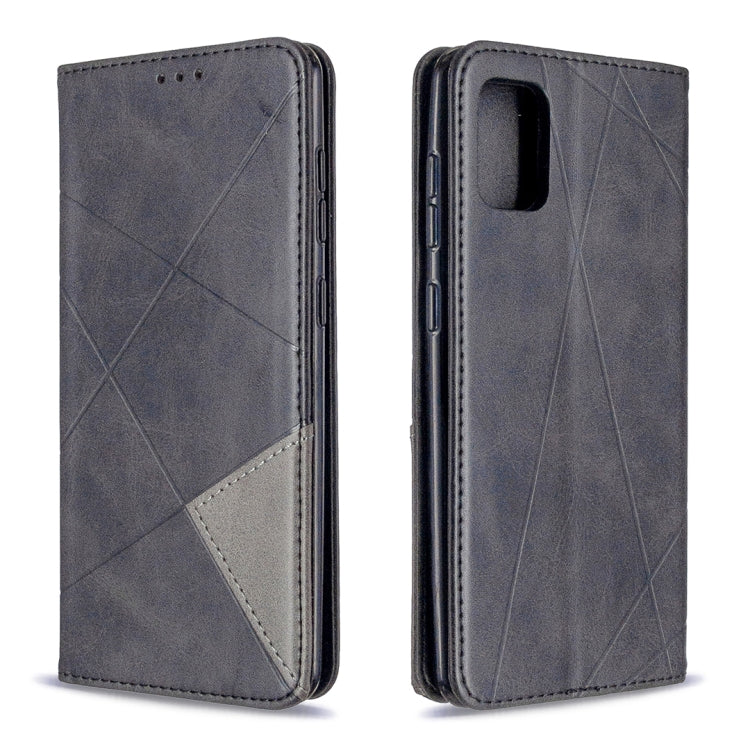 For Samsung Galaxy A31 Rhombus Texture Horizontal Flip Magnetic Leather Case with Holder & Card Slots & Wallet