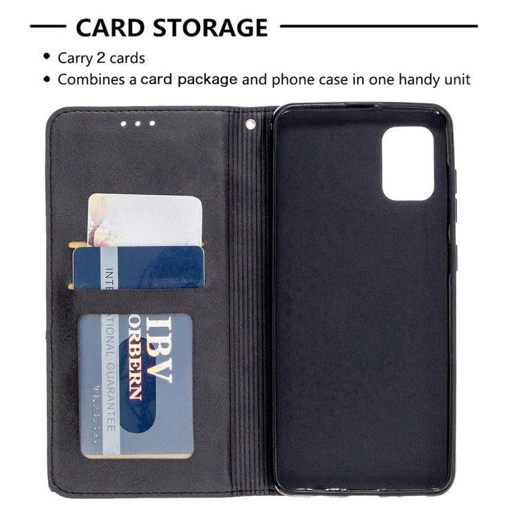 For Samsung Galaxy A31 Rhombus Texture Horizontal Flip Magnetic Leather Case with Holder & Card Slots & Wallet