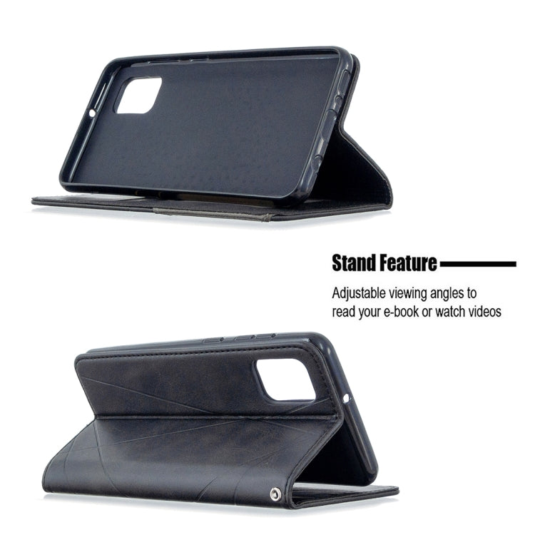 For Samsung Galaxy A31 Rhombus Texture Horizontal Flip Magnetic Leather Case with Holder & Card Slots & Wallet