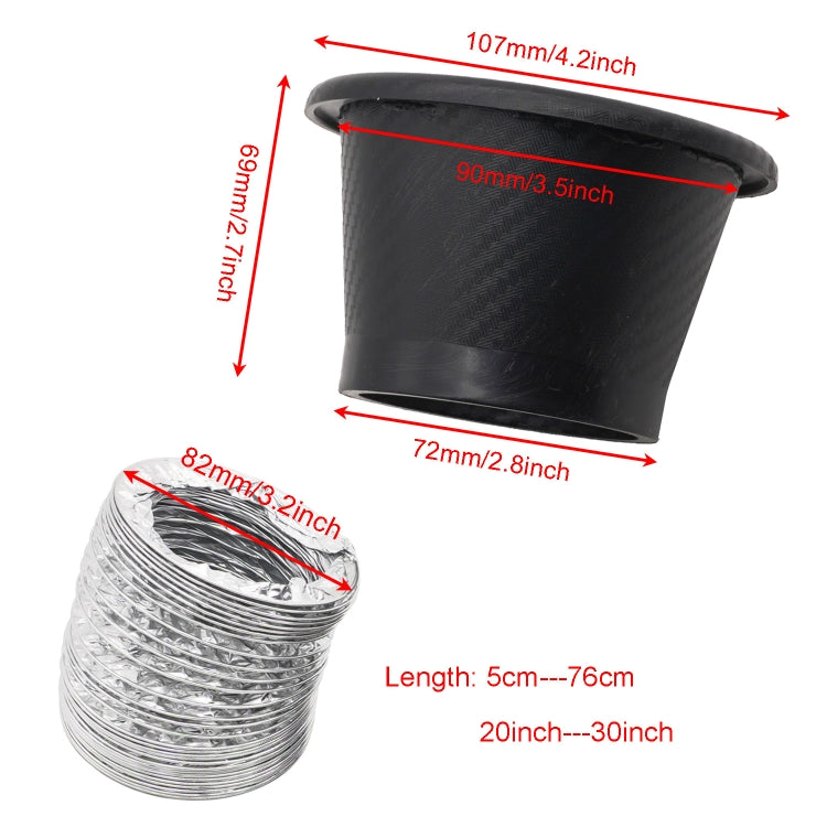 XH-UN099 Carbon Fiber Car Front Bumper Turbo Air Intake Inlet Pipe Air Funnel Kit