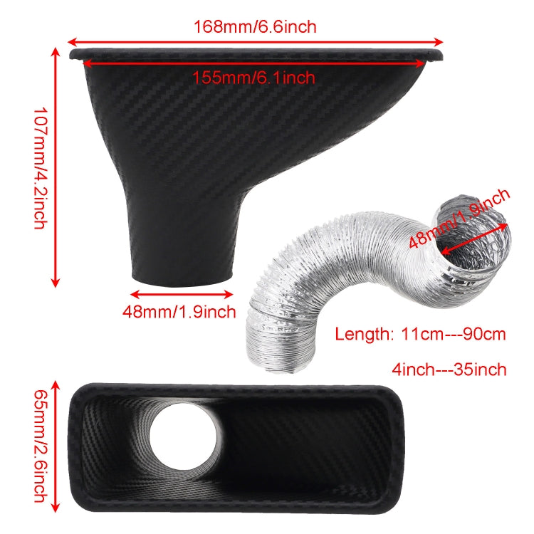 XH-UN099 Carbon Fiber Car Front Bumper Turbo Air Intake Inlet Pipe Air Funnel Kit