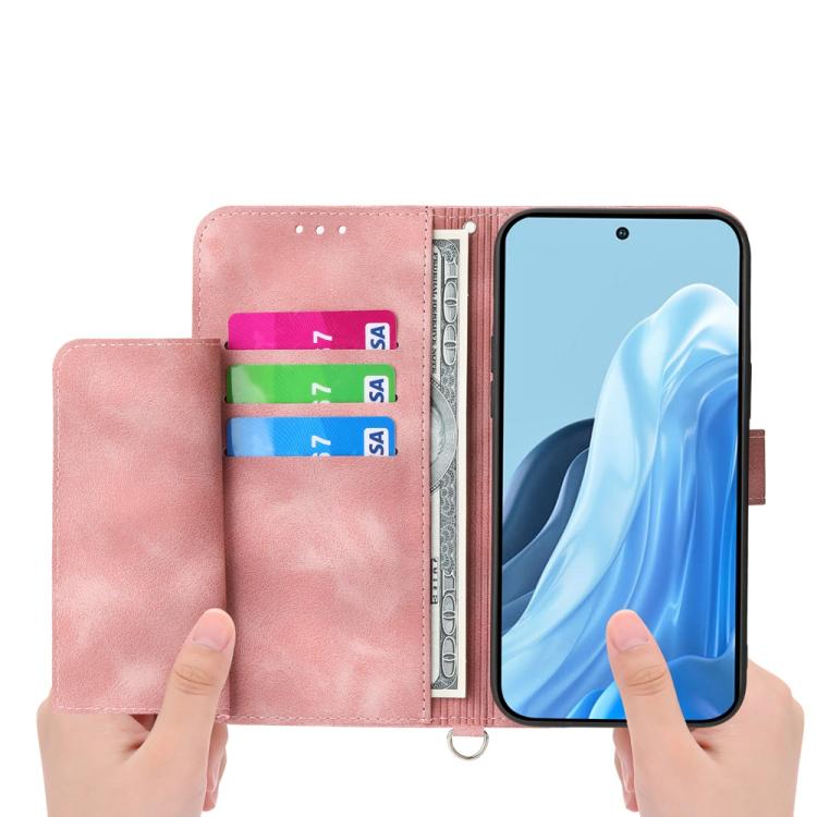 For vivo V50 Skin Feel Flowers Embossed Wallet Leather Phone Case
