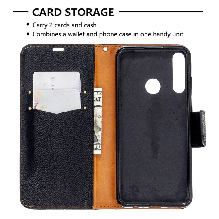 For Huawei Y6P Litchi Texture Pure Color Horizontal Flip PU Leather Case with Holder & Card Slots & Wallet & Lanyard