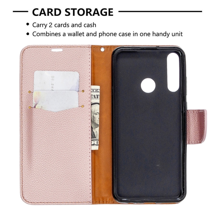 For Huawei Y6P Litchi Texture Pure Color Horizontal Flip PU Leather Case with Holder & Card Slots & Wallet & Lanyard