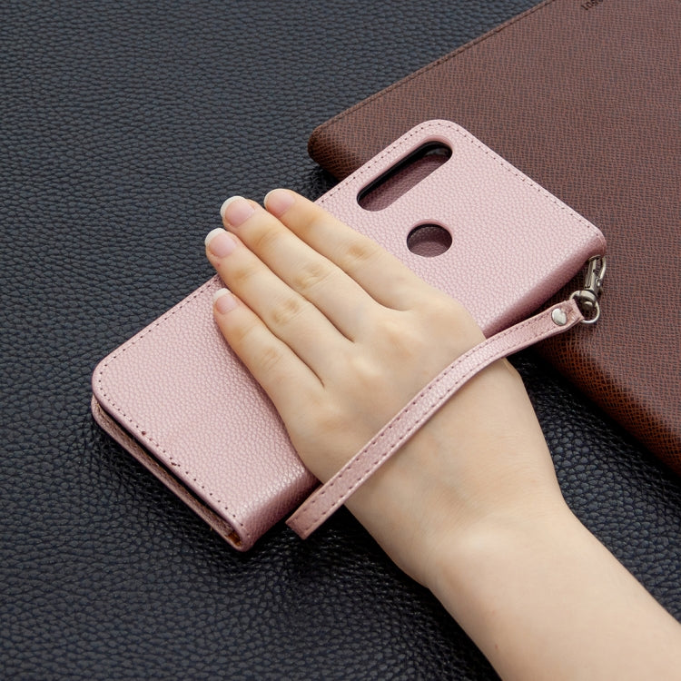 For Huawei Y6P Litchi Texture Pure Color Horizontal Flip PU Leather Case with Holder & Card Slots & Wallet & Lanyard