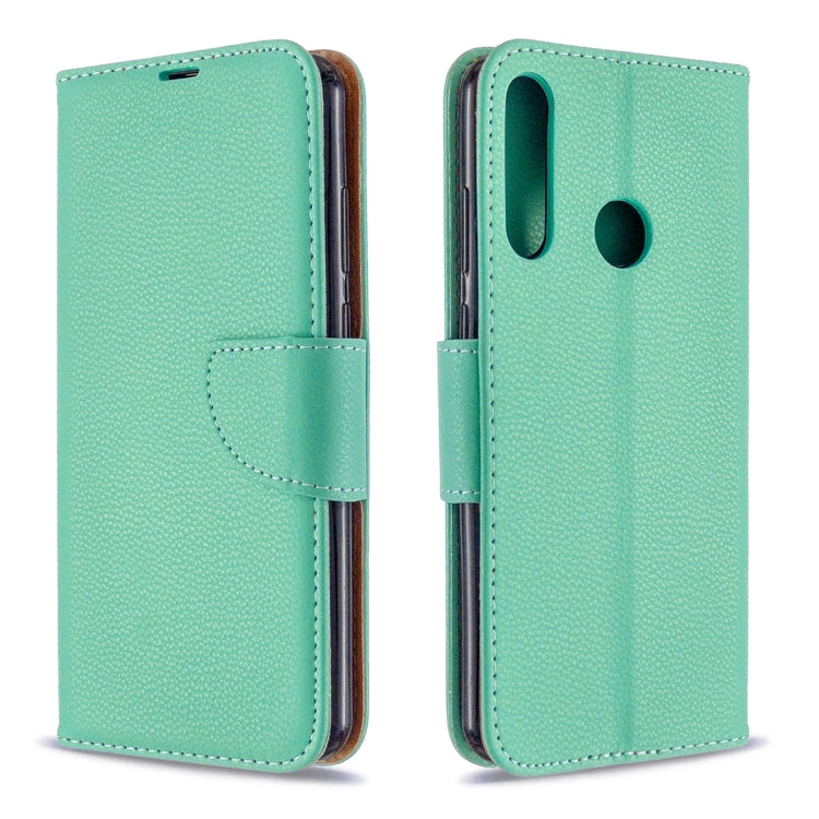 For Huawei Y6P Litchi Texture Pure Color Horizontal Flip PU Leather Case with Holder & Card Slots & Wallet & Lanyard