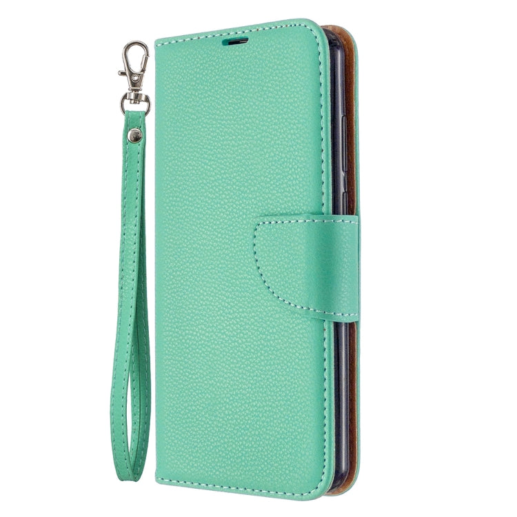 For Huawei Y6P Litchi Texture Pure Color Horizontal Flip PU Leather Case with Holder & Card Slots & Wallet & Lanyard