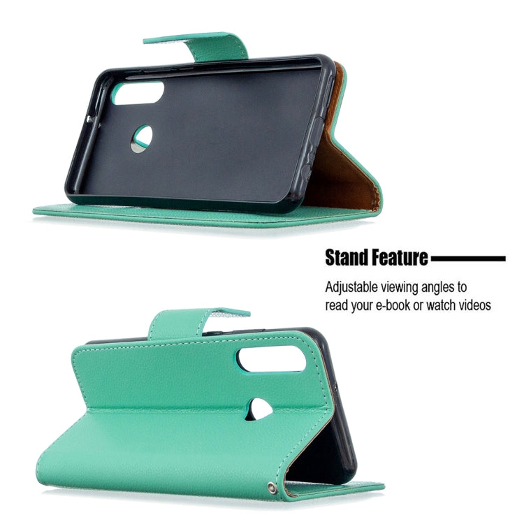 For Huawei Y6P Litchi Texture Pure Color Horizontal Flip PU Leather Case with Holder & Card Slots & Wallet & Lanyard