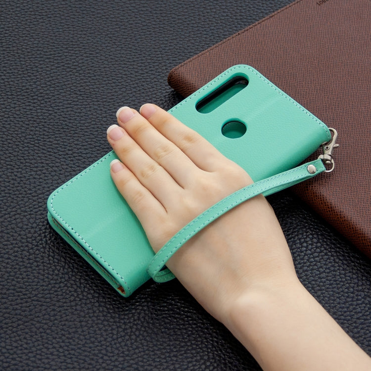 For Huawei Y6P Litchi Texture Pure Color Horizontal Flip PU Leather Case with Holder & Card Slots & Wallet & Lanyard