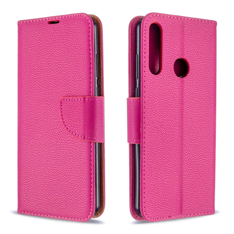 For Huawei Y6P Litchi Texture Pure Color Horizontal Flip PU Leather Case with Holder & Card Slots & Wallet & Lanyard