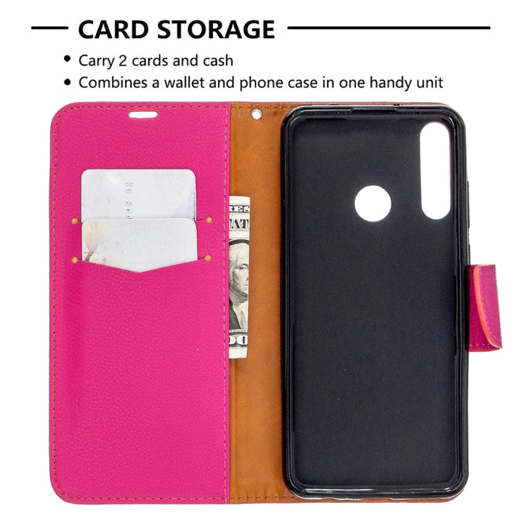 For Huawei Y6P Litchi Texture Pure Color Horizontal Flip PU Leather Case with Holder & Card Slots & Wallet & Lanyard