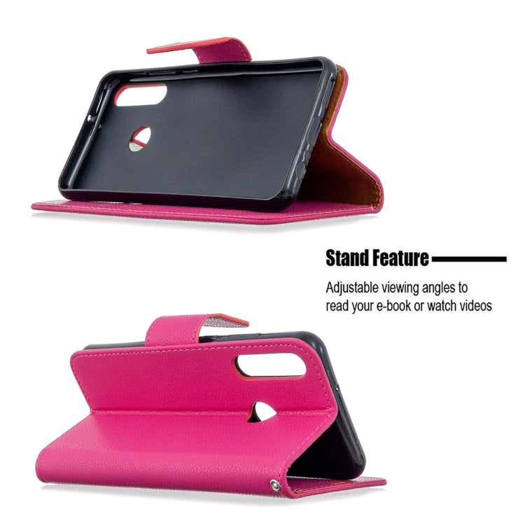 For Huawei Y6P Litchi Texture Pure Color Horizontal Flip PU Leather Case with Holder & Card Slots & Wallet & Lanyard