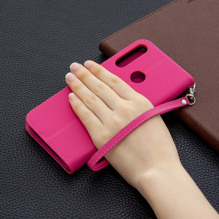 For Huawei Y6P Litchi Texture Pure Color Horizontal Flip PU Leather Case with Holder & Card Slots & Wallet & Lanyard