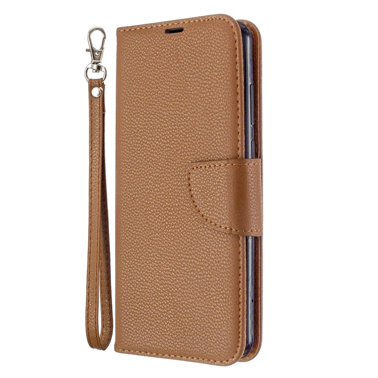 For Huawei Y6P Litchi Texture Pure Color Horizontal Flip PU Leather Case with Holder & Card Slots & Wallet & Lanyard