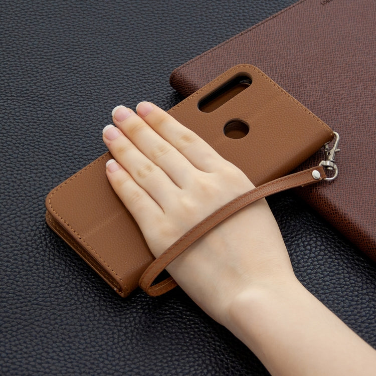 For Huawei Y6P Litchi Texture Pure Color Horizontal Flip PU Leather Case with Holder & Card Slots & Wallet & Lanyard