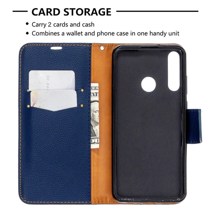 For Huawei Y6P Litchi Texture Pure Color Horizontal Flip PU Leather Case with Holder & Card Slots & Wallet & Lanyard