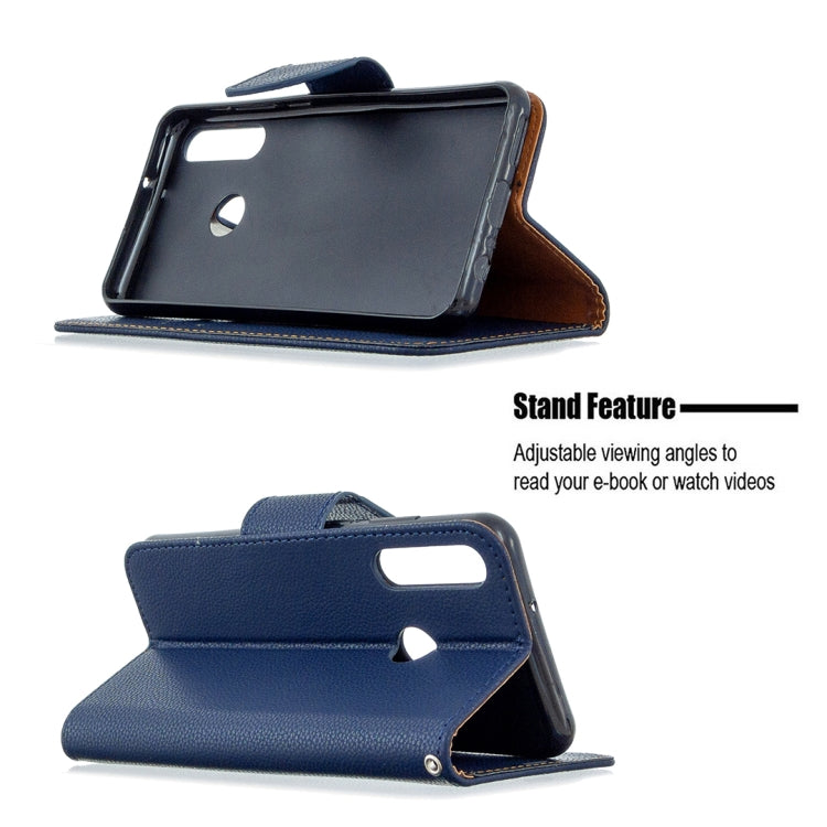 For Huawei Y6P Litchi Texture Pure Color Horizontal Flip PU Leather Case with Holder & Card Slots & Wallet & Lanyard